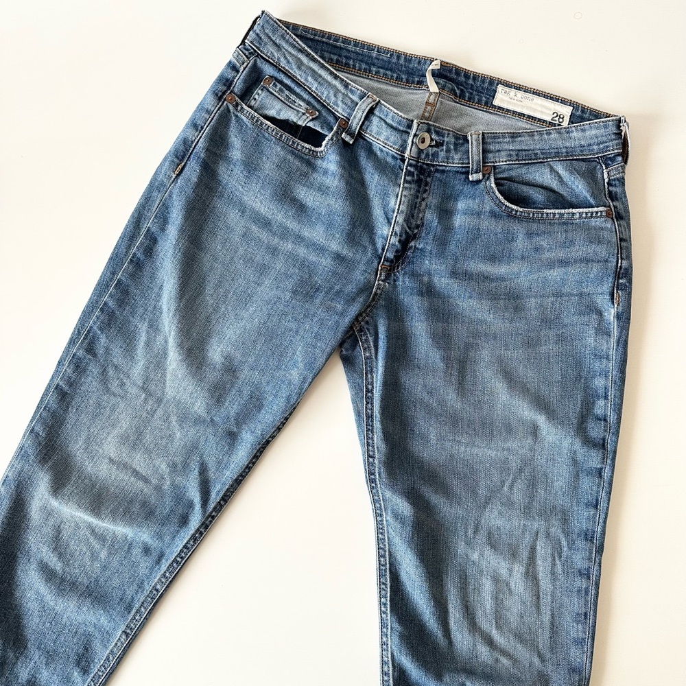 Rag & Bone Dre Low-Rise Slim Boyfriend Jeans - Julienne Wash - Size 28